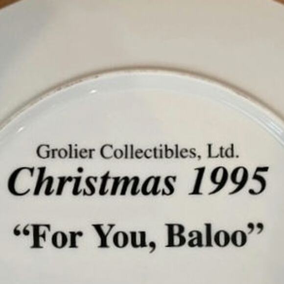 8 1/2" Disney Grolier Jungle Book Christmas Plate For You Baloo with Box Vintage - Picture 3 of 5